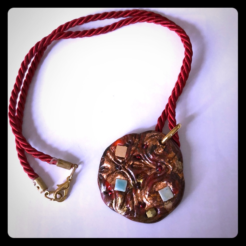 Handmade Italian clay and tile necklace